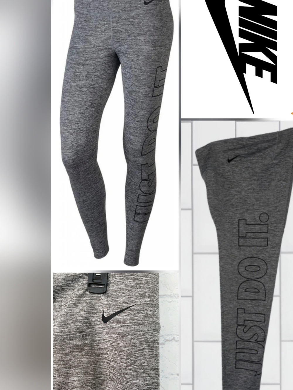 Nike Power Poly Just Do It Training Tights Grey Leggings